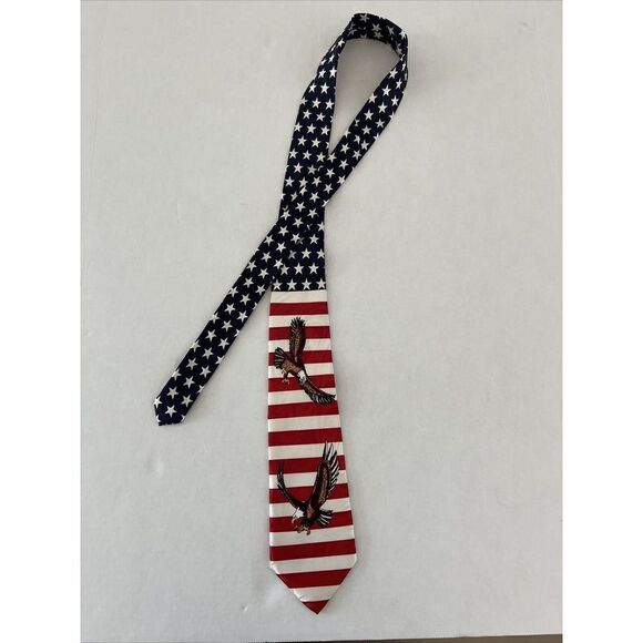 Fratello American Flag Bald Eagle Men’s Tie Necktie Patriotic 58.25”x3.5” - Picture 2 of 6